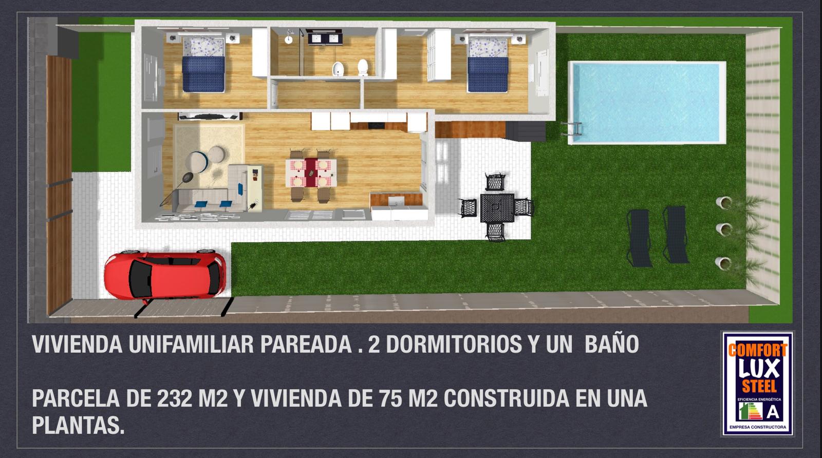 1.— 2 dormitorios / 1 baño
