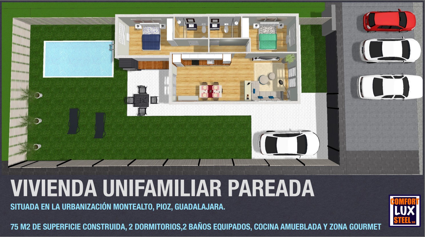 3.— 2 dormitorios / 1 baño